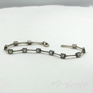 Vintage Delicate Rhinestone Silver Link Bracelet